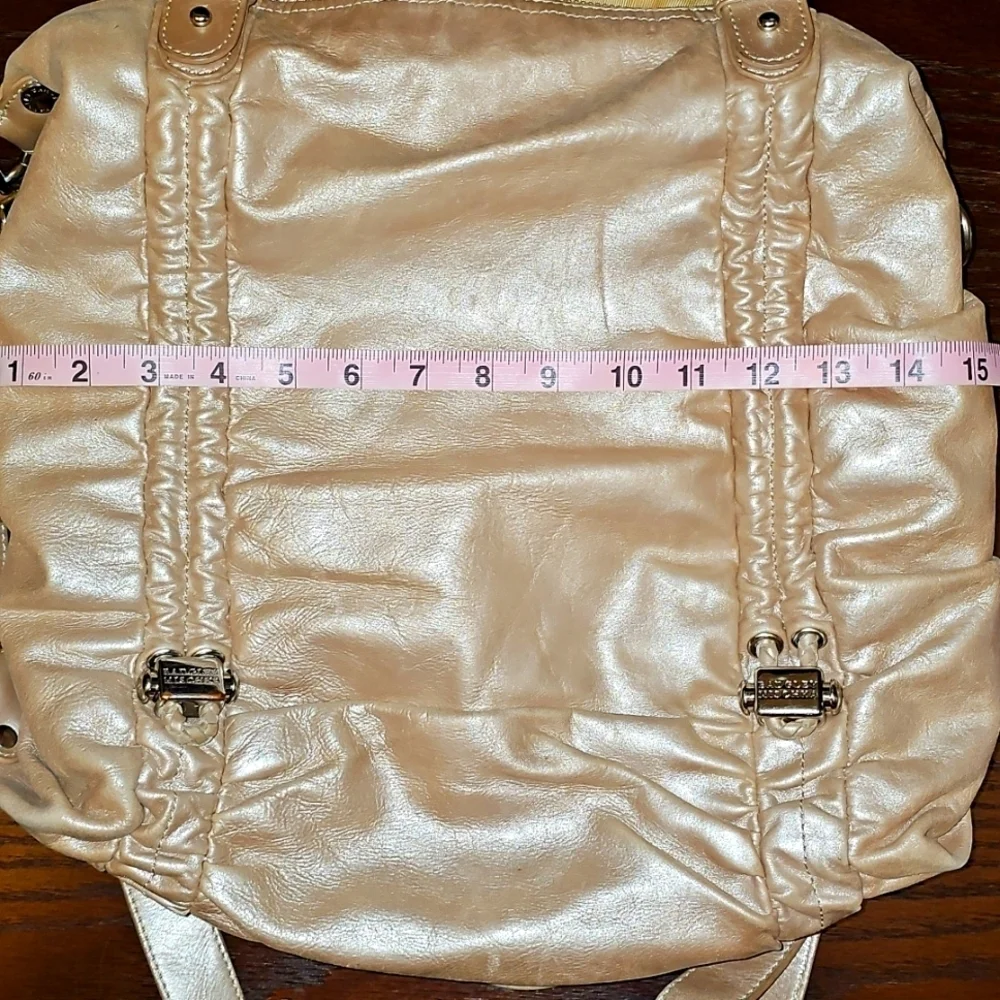 Badgley Mischka Champagne Leather Crossbody Bag - OS